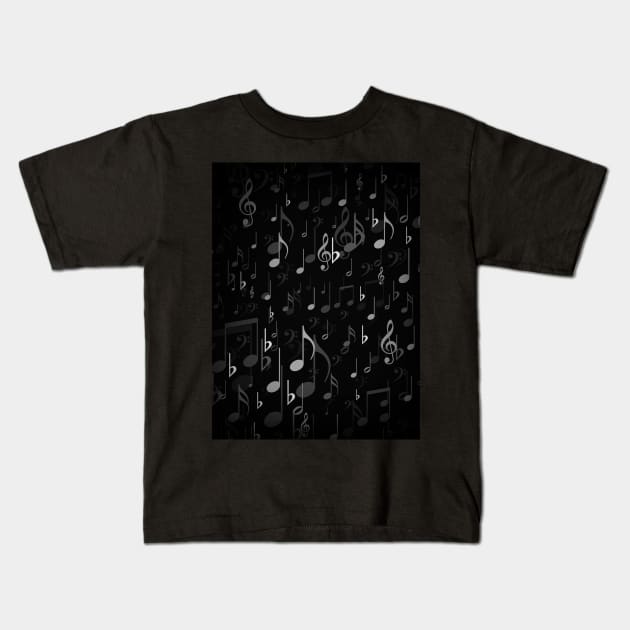 Black and white music notes Kids T-Shirt by Spinkly